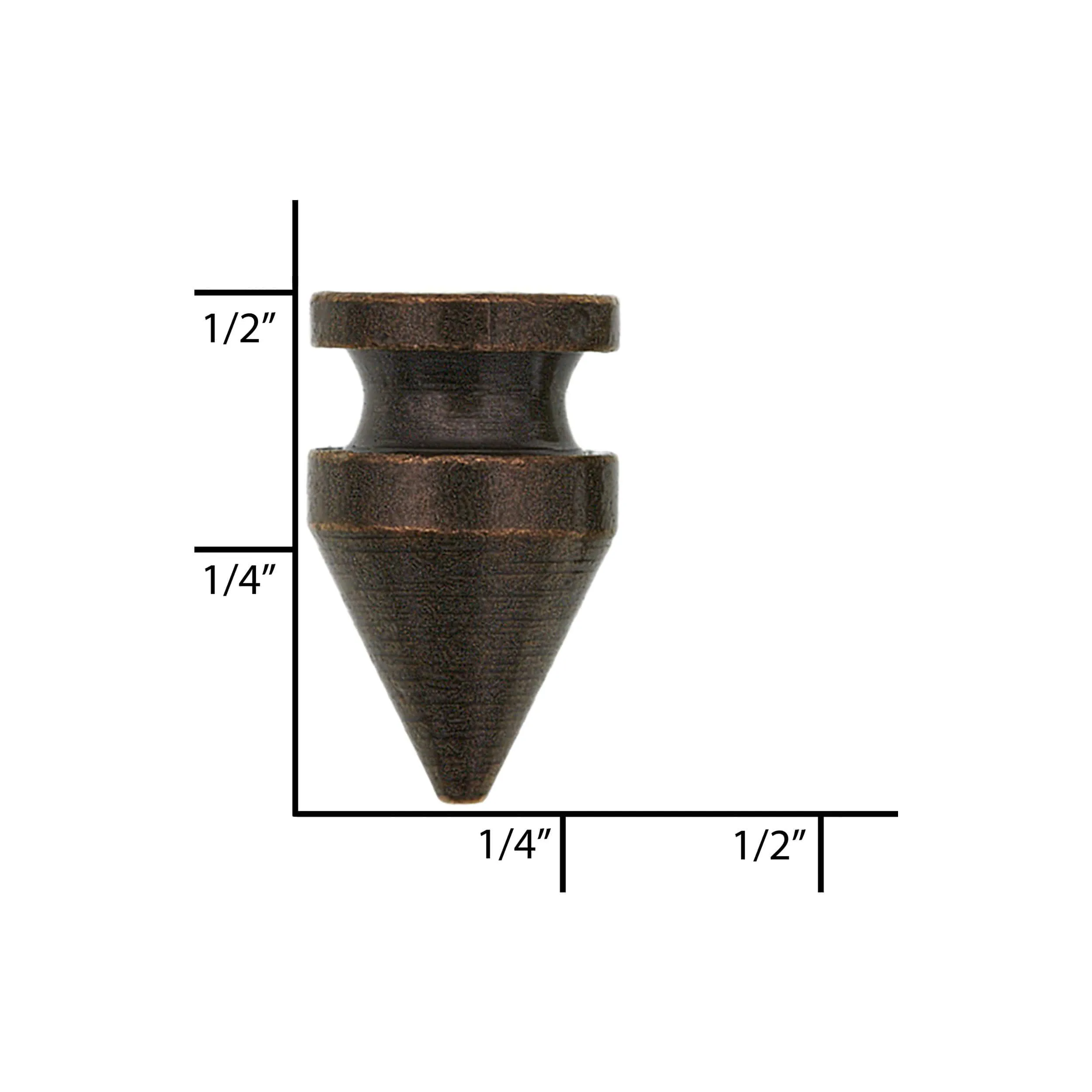 12mm Antique Brass, Spike Stud with Screw, Solid Brass, #C-1551-ANTB