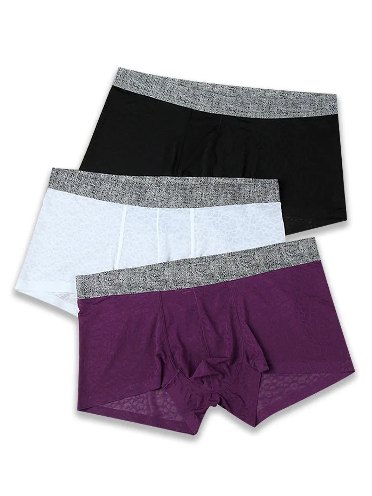 3 Pack Men's Lace Breathable Sweat-Wicking Trunks