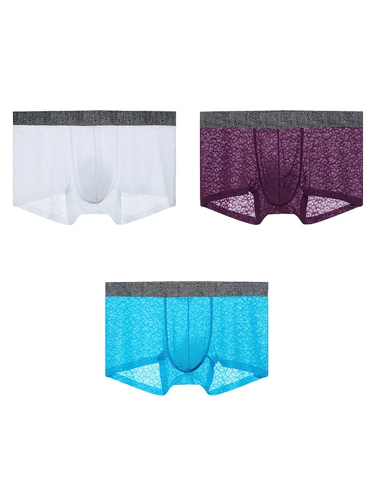 3 Pack Men's Lace Breathable Sweat-Wicking Trunks