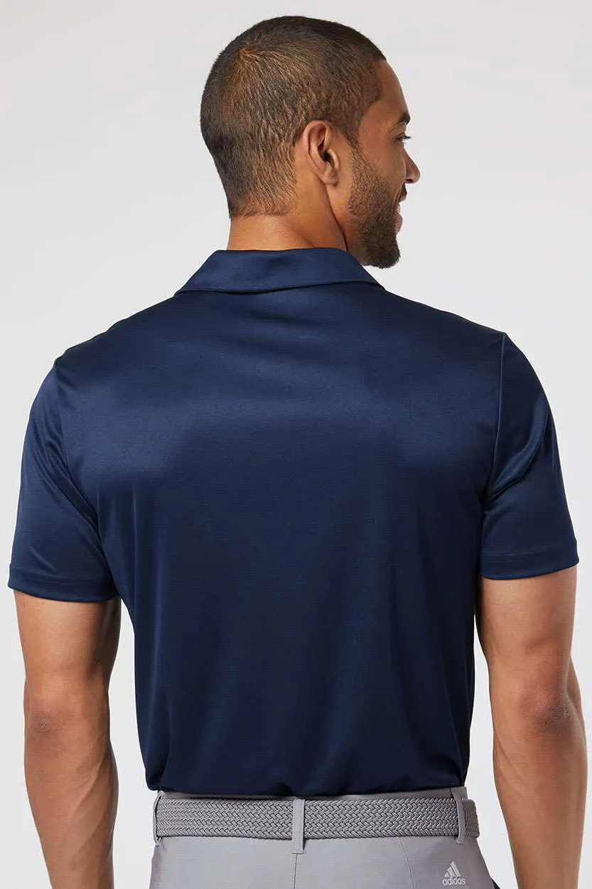 Adidas Mens 3 Stripes UPF 50  Short Sleeve Polo Shirt - Collegiate Navy Blue/White - NEW