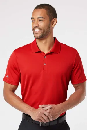 Adidas Mens Performance UPF 50  Short Sleeve Polo Shirt - Collegiate Red - NEW