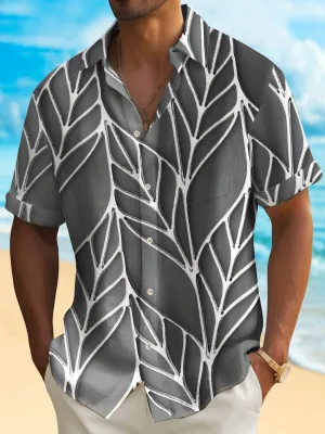 Alohadaddy Vacation Art Floral Men's Hawaiian Shirt Stretch Quick Dry Pocket Shirt Big Tall