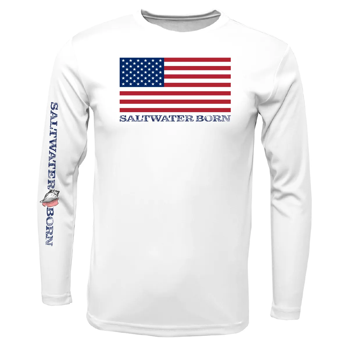 American Flag Boy's Long Sleeve UPF 50  Dry-Fit Shirt