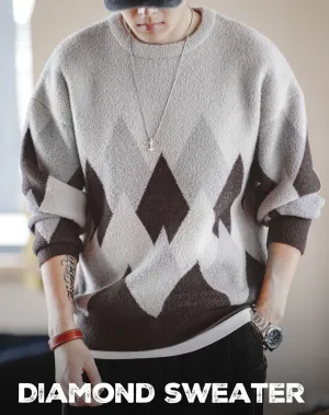 American Snow Mountain Velvet Contrast Color Men's Sweater