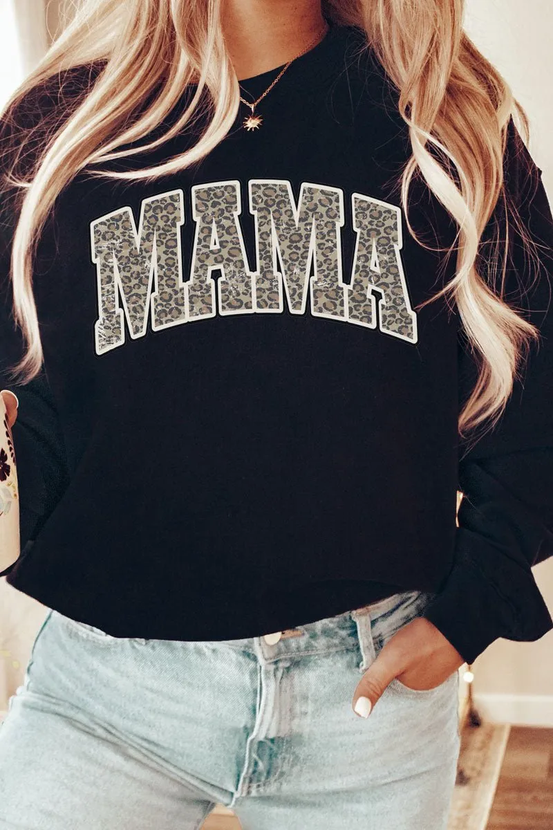 Arched Mama Leopard Heavy-weight Crew Sweatshirt