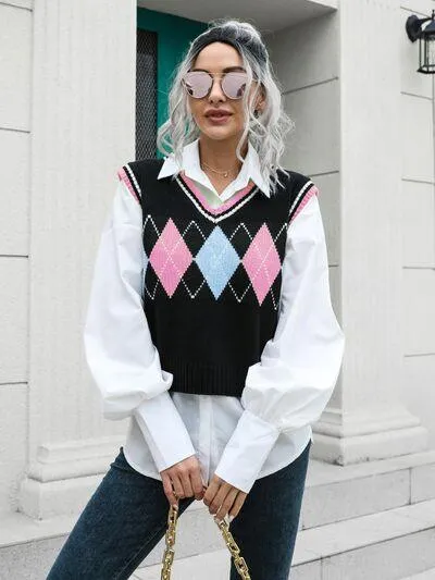 Argyle V-Neck Sweater Vest