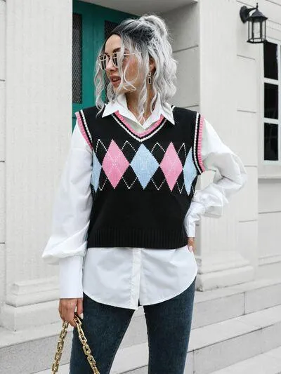 Argyle V-Neck Sweater Vest
