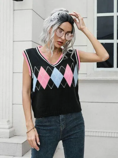 Argyle V-Neck Sweater Vest