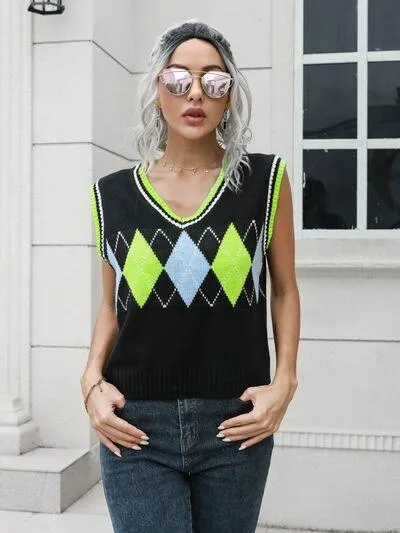 Argyle V-Neck Sweater Vest