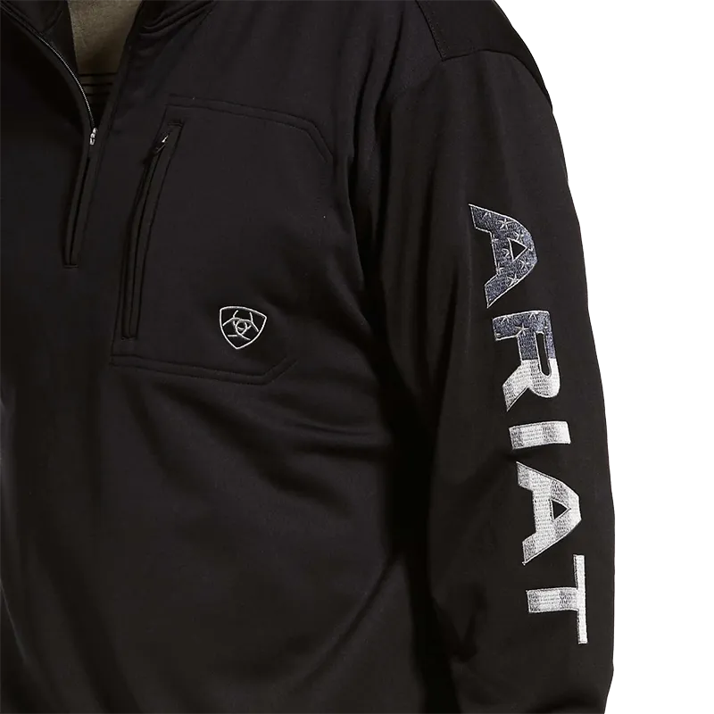 Ariat Men's Team Logo Black 1/4 Zip Sweatshirt