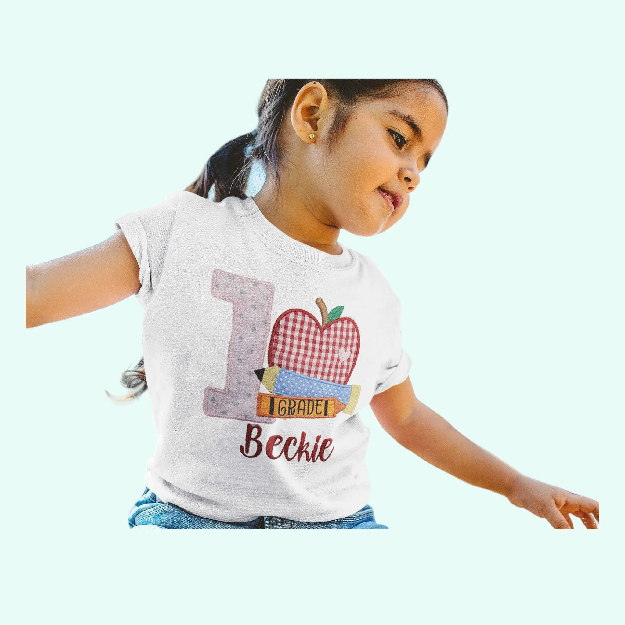 Back to School Shirt, First Grade Girls T-Shirt,  First Day of School Shirt, Personalized School Shirt