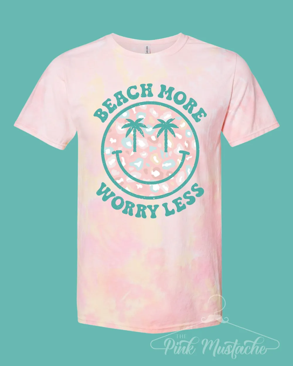 Beach More Worry Less Smiley Tropical Tee / Fun Hippie Vibes Tee