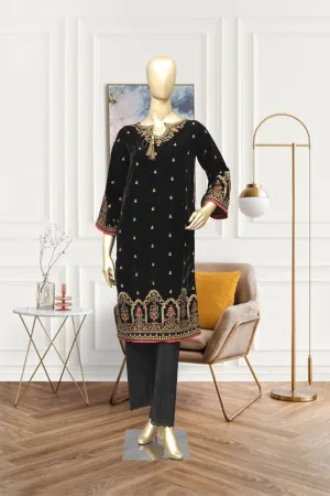 Bin Saeed Stitched Embroidered velvet Kurti Vol-04 Collection'2021-BFV-022-Black