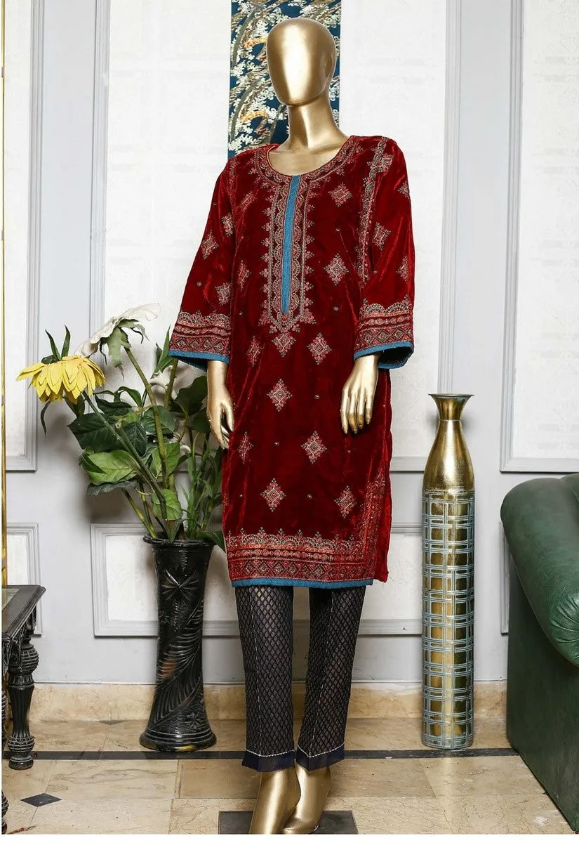 Bin Saeed Stitched Embroidered velvet Kurti Vol-04 Collection'2021-ZFV-014-Red