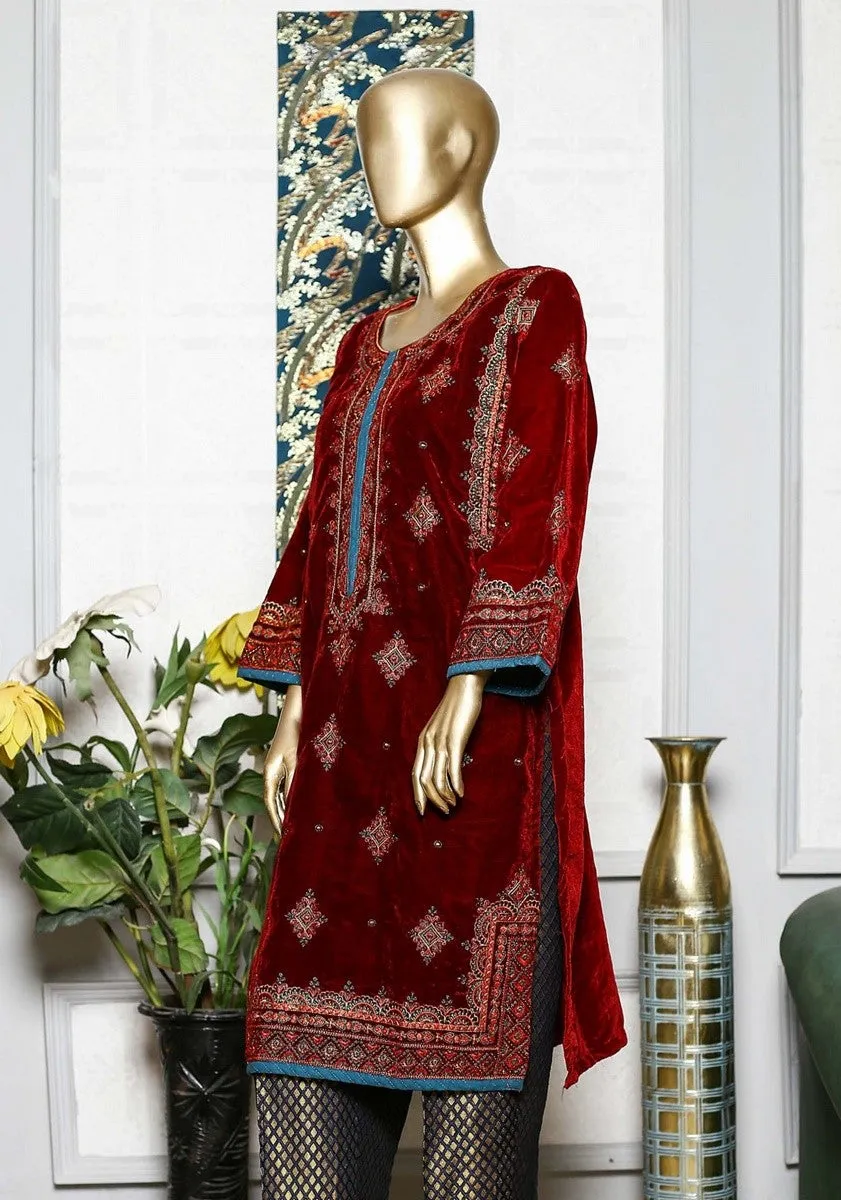 Bin Saeed Stitched Embroidered velvet Kurti Vol-04 Collection'2021-ZFV-014-Red