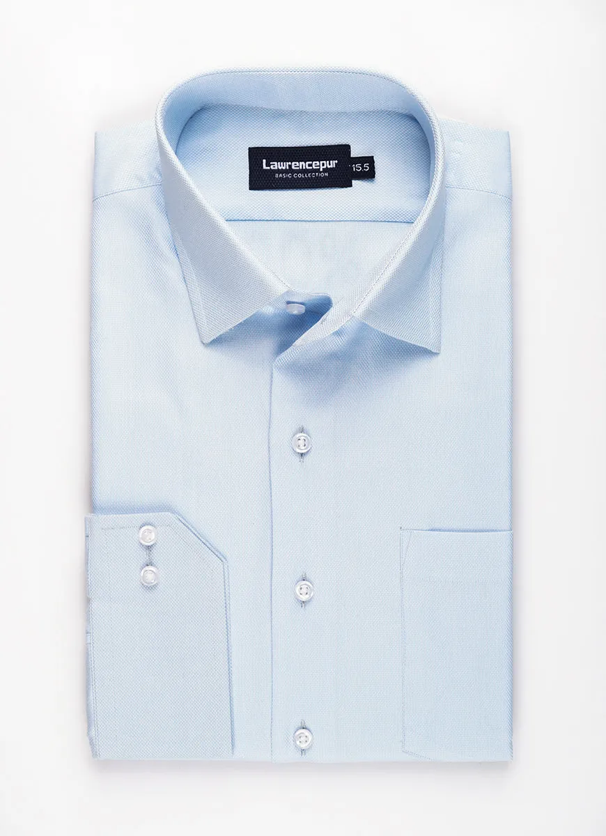 Birds Eye Textured, Light Blue, Delta Cotton Rich Formal Shirt