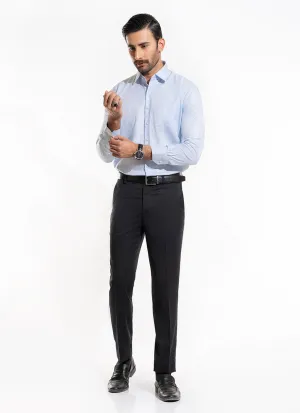 Birds Eye Textured, Light Blue, Delta Cotton Rich Formal Shirt