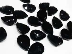 Black Drop Glass Stones with Pointed Back (18x25 mm)