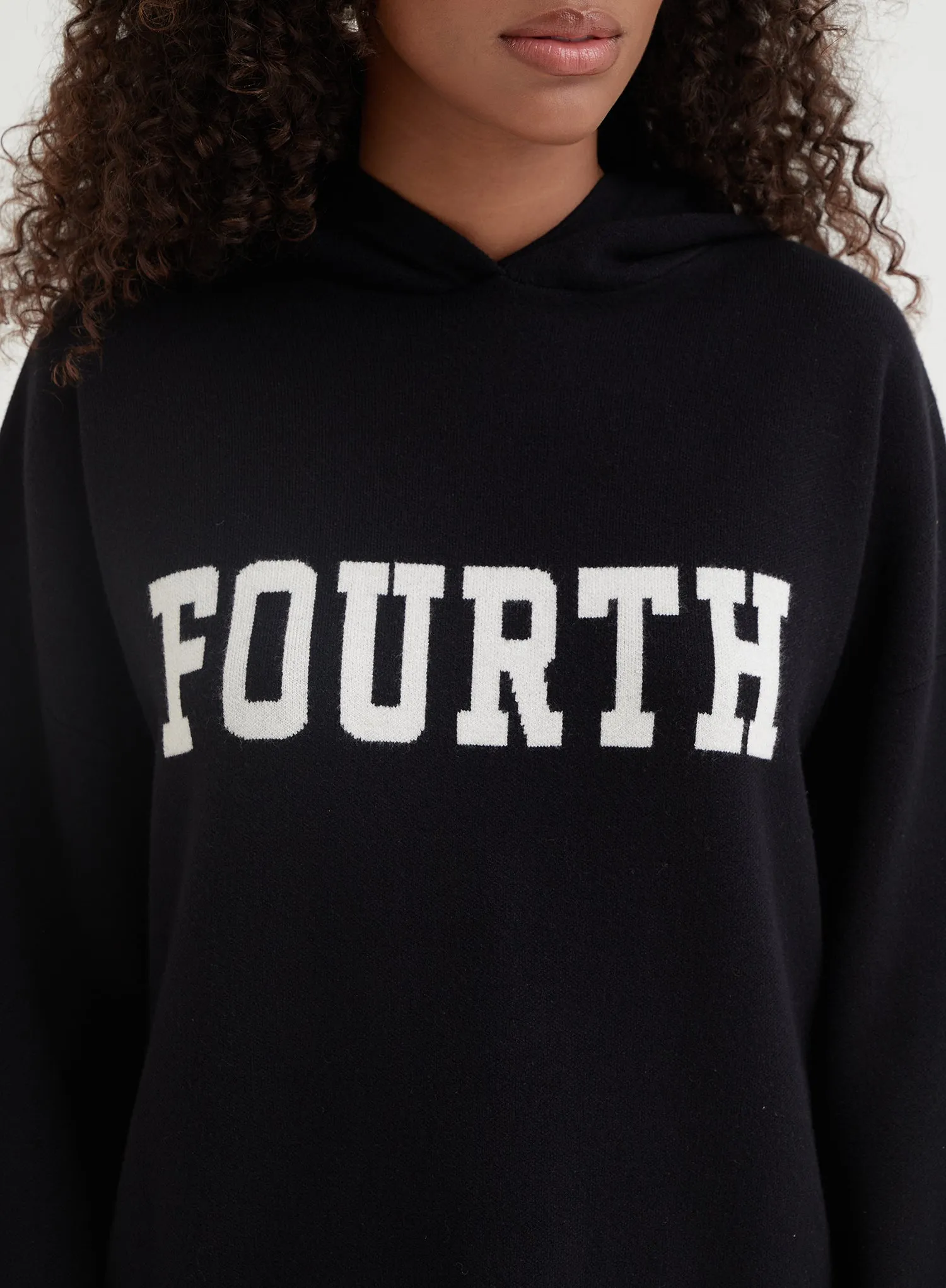 Black Oversized Fourth Knitted Hoodie - Alexia