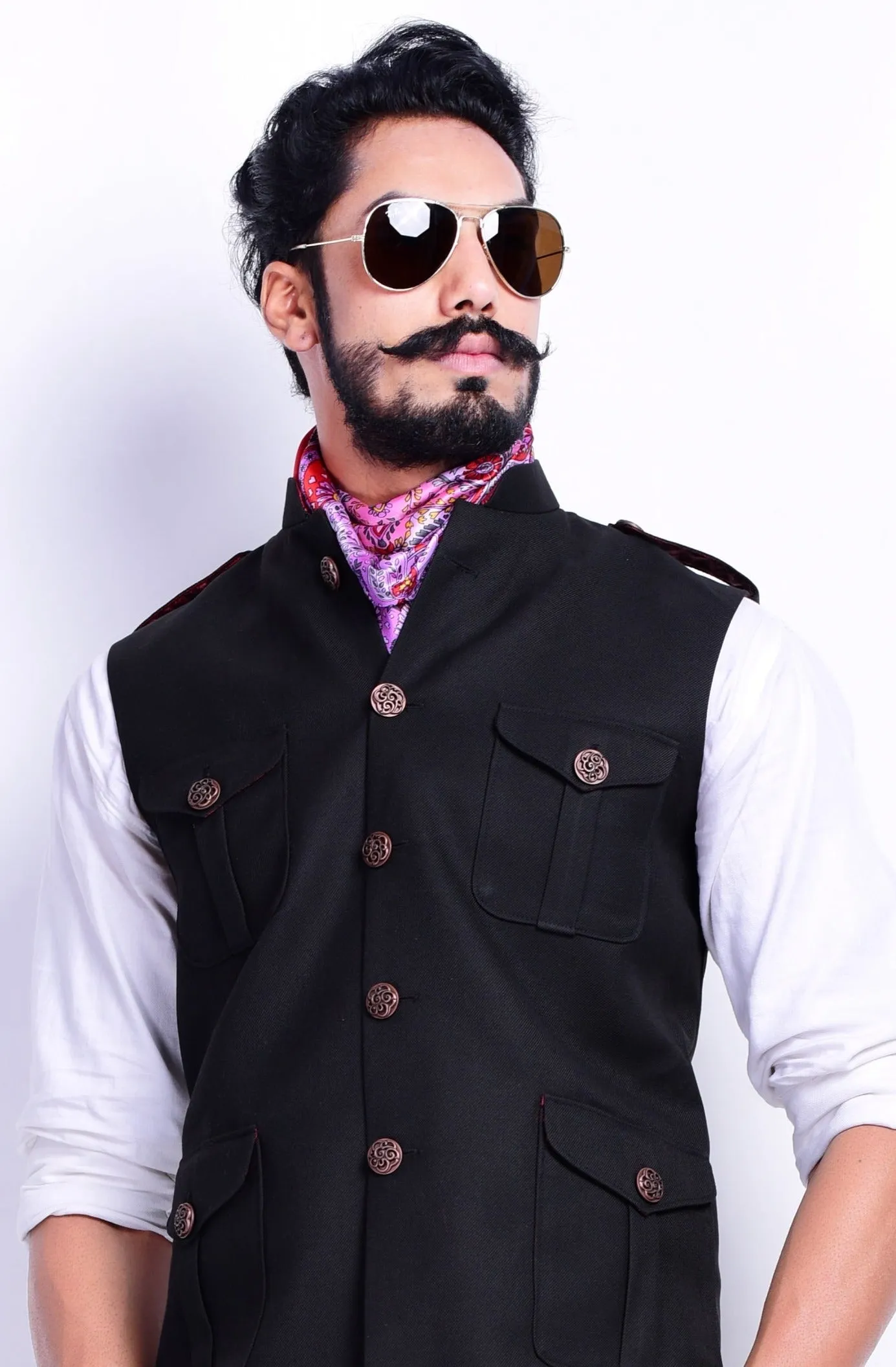 Black Tweed Half Hunting Style Jacket
