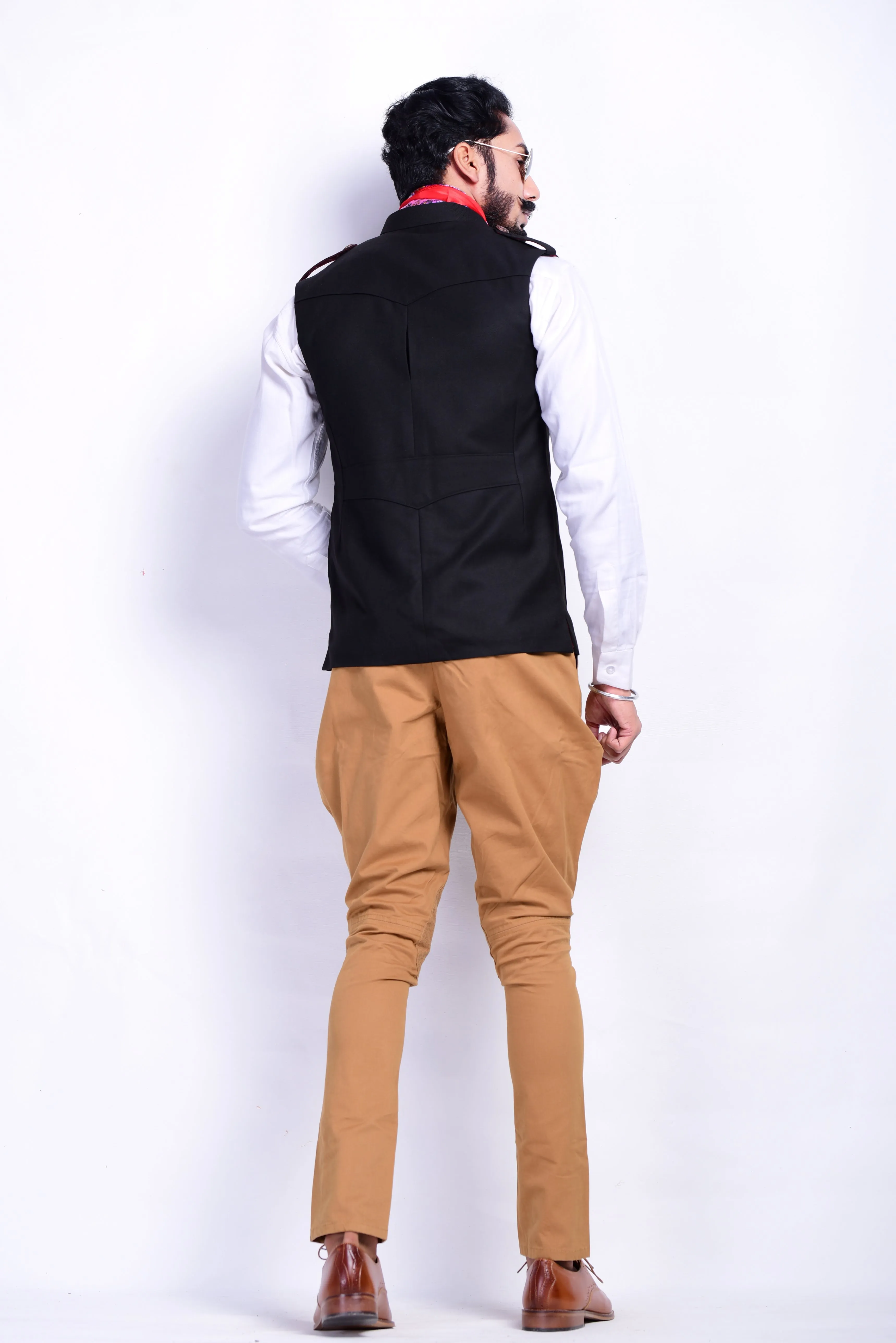 Black Tweed Half Hunting Style Jacket
