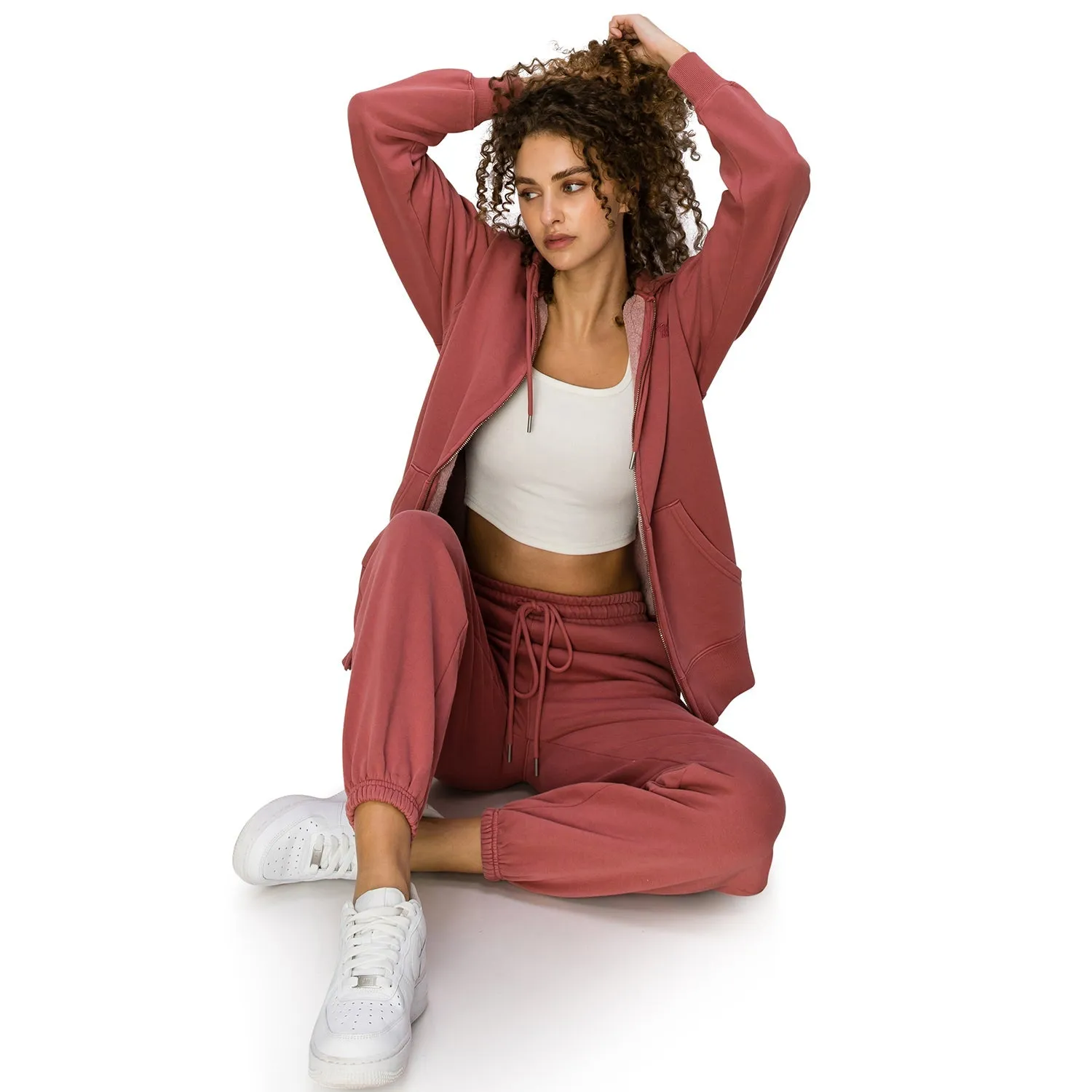 Cloud Fleece Zip Up Hoodie - Red Argil