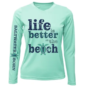 Cocoa Beach, FL "Life is Better at The Beach" Turtle Women's Long Sleeve UPF 50  Dry-Fit Shirt