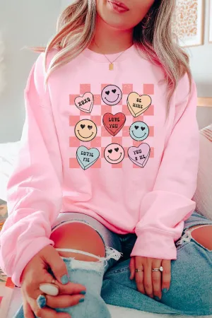 Conversation Heart Checkerboard Heavy-weight Crew Sweatshirt
