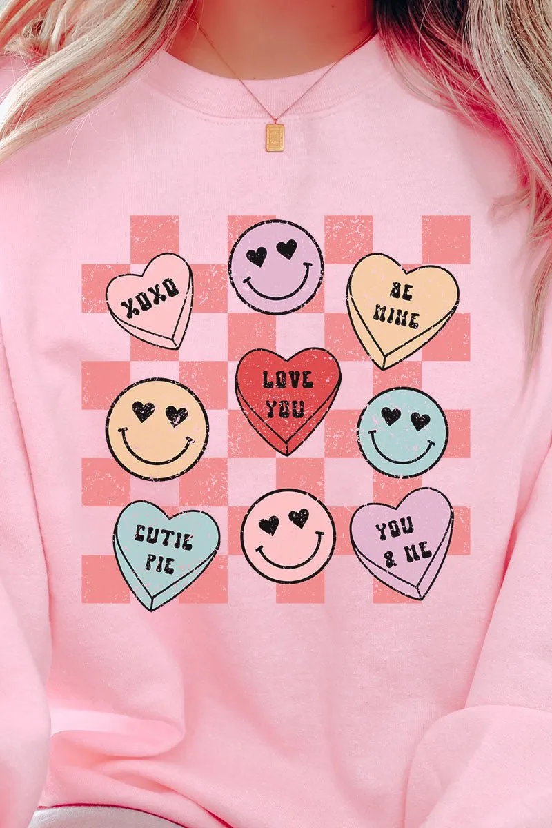 Conversation Heart Checkerboard Heavy-weight Crew Sweatshirt