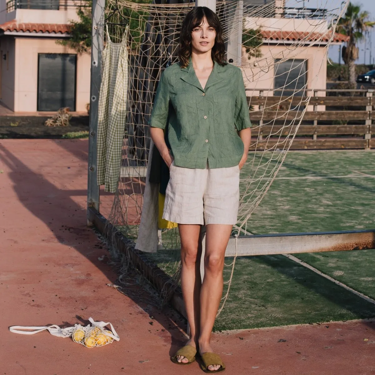 CU: CUSTOMIZED MAIN casual linen shorts (Size: S; Color: Cream)