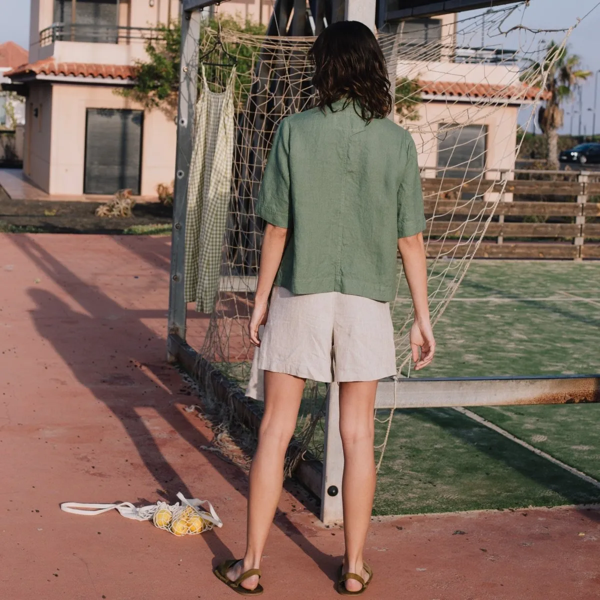 CU: CUSTOMIZED MAIN casual linen shorts (Size: S; Color: Cream)