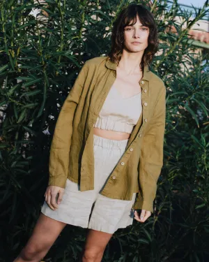 CU: CUSTOMIZED MAIN casual linen shorts (Size: S; Color: Cream)