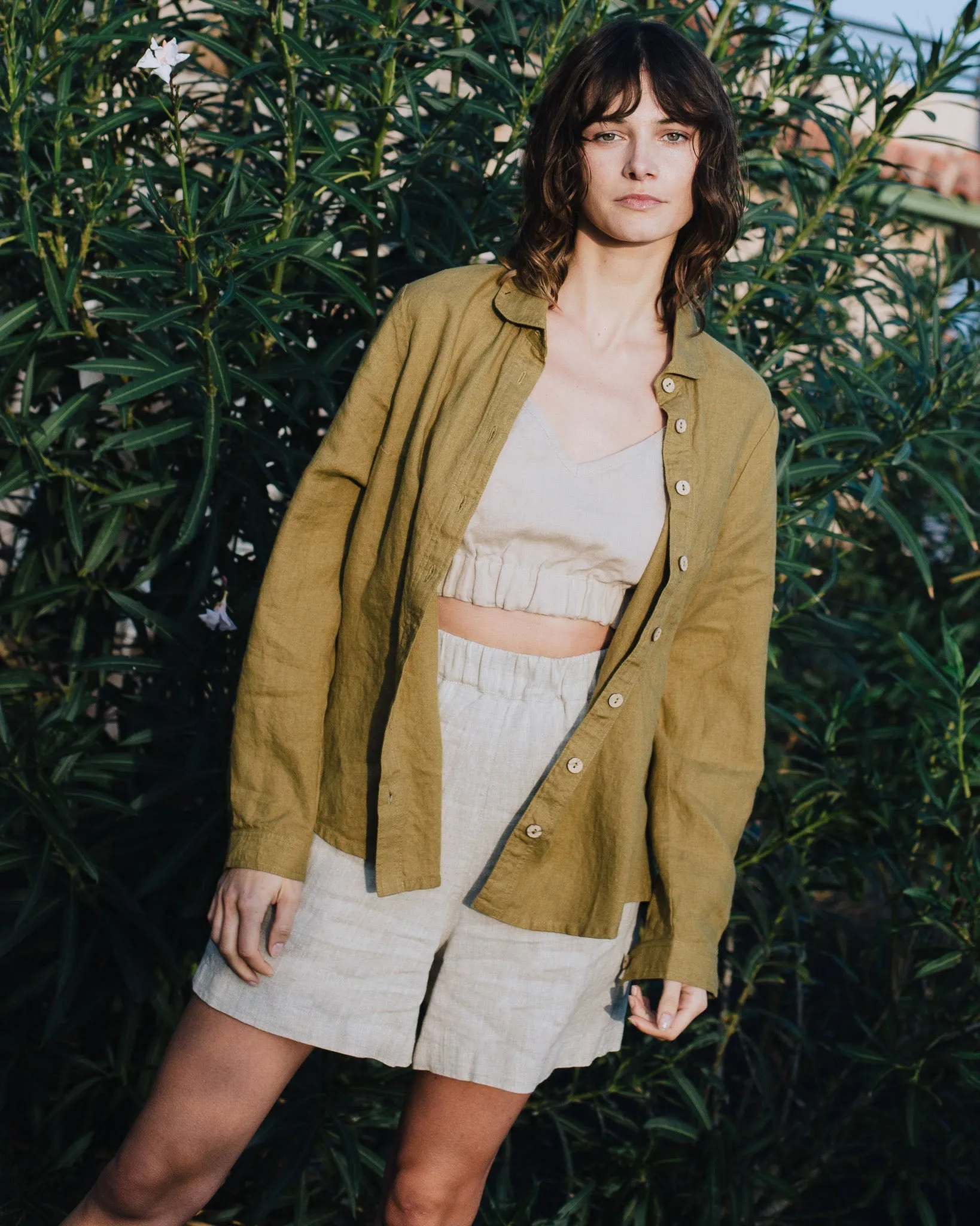 CU: CUSTOMIZED MAIN casual linen shorts (Size: S; Color: Cream)
