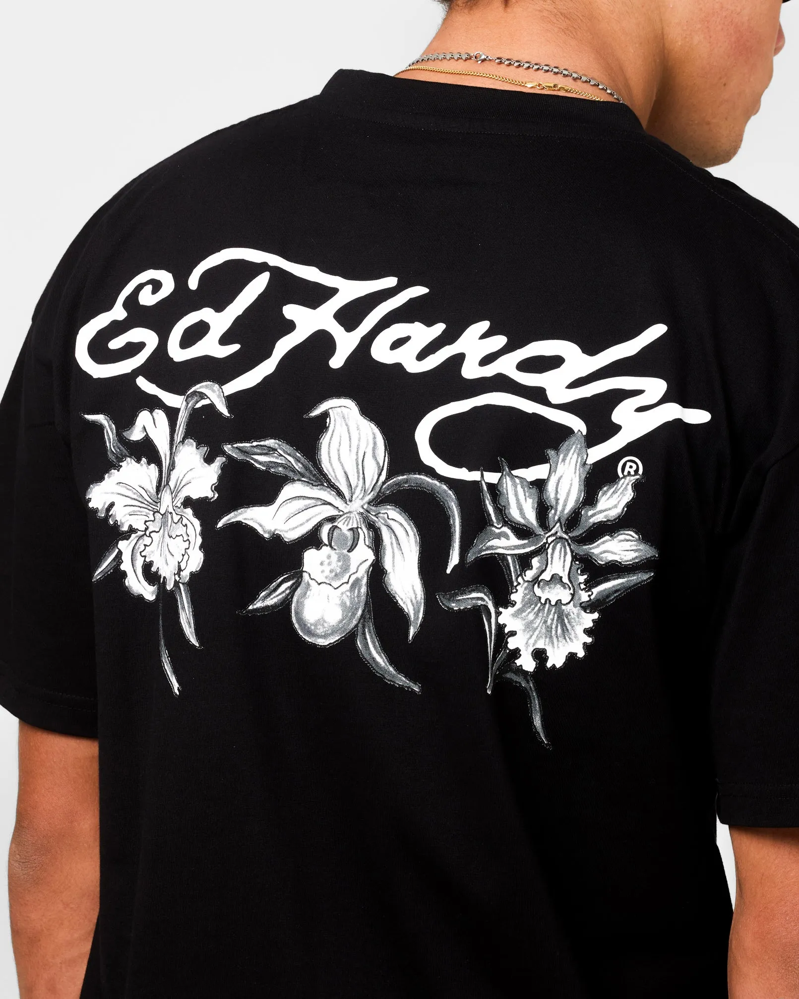 Ed Hardy Flowers T-Shirt Black