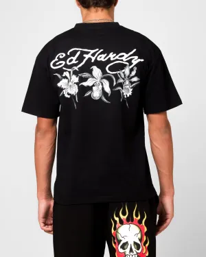 Ed Hardy Flowers T-Shirt Black