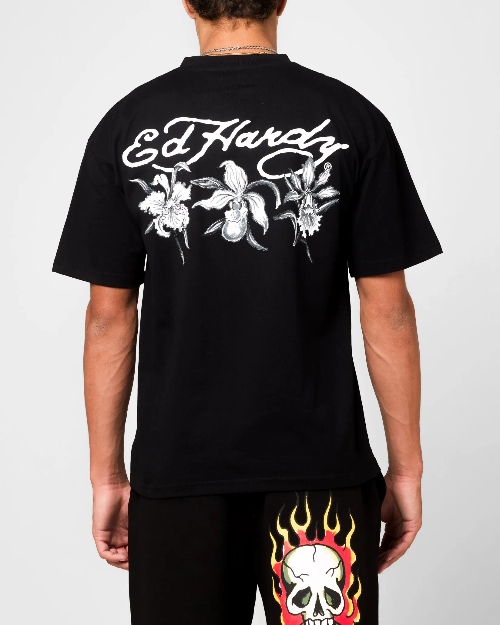 Ed Hardy Flowers T-Shirt Black