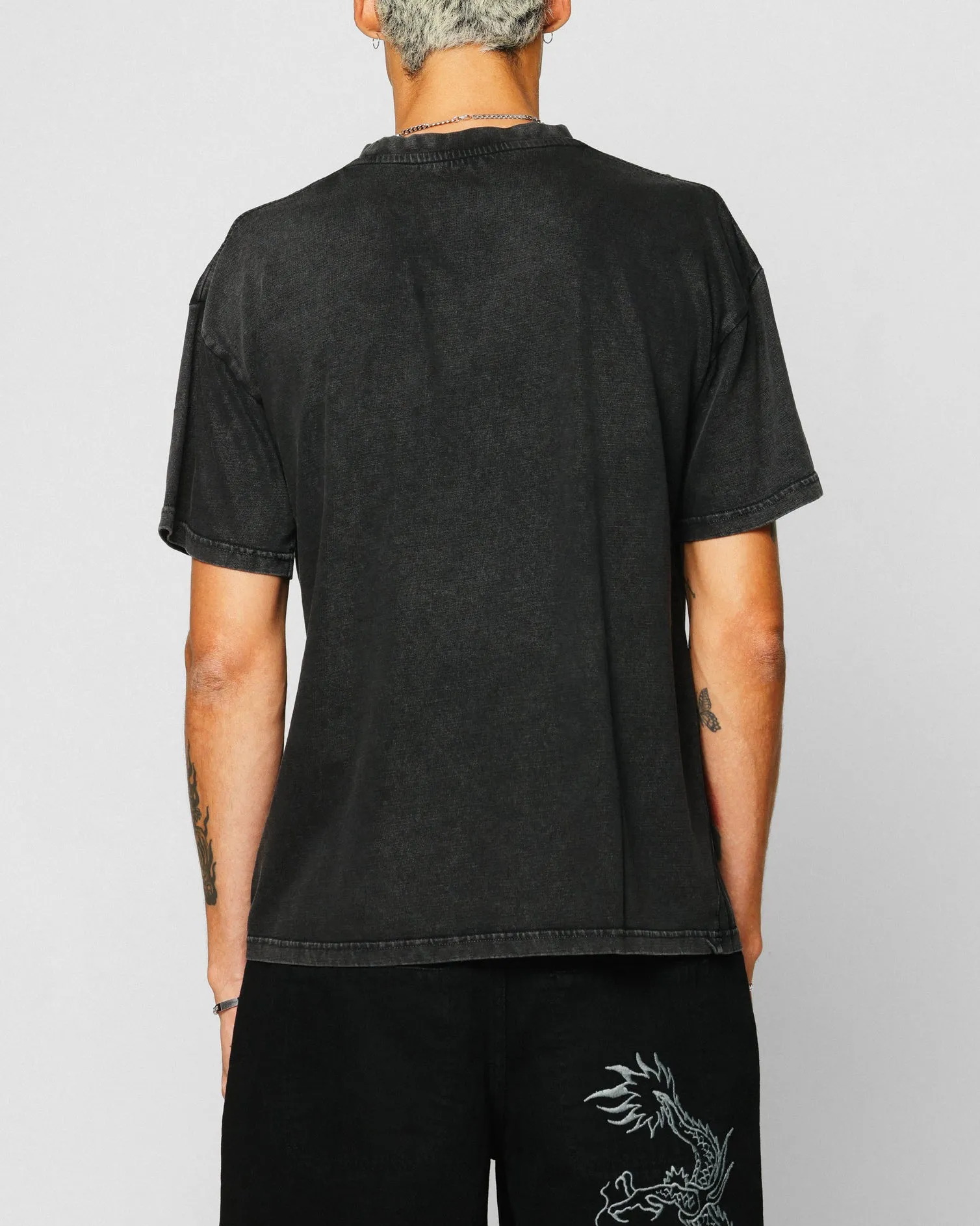 Ed Hardy Horns T-Shirt Black Acidwash