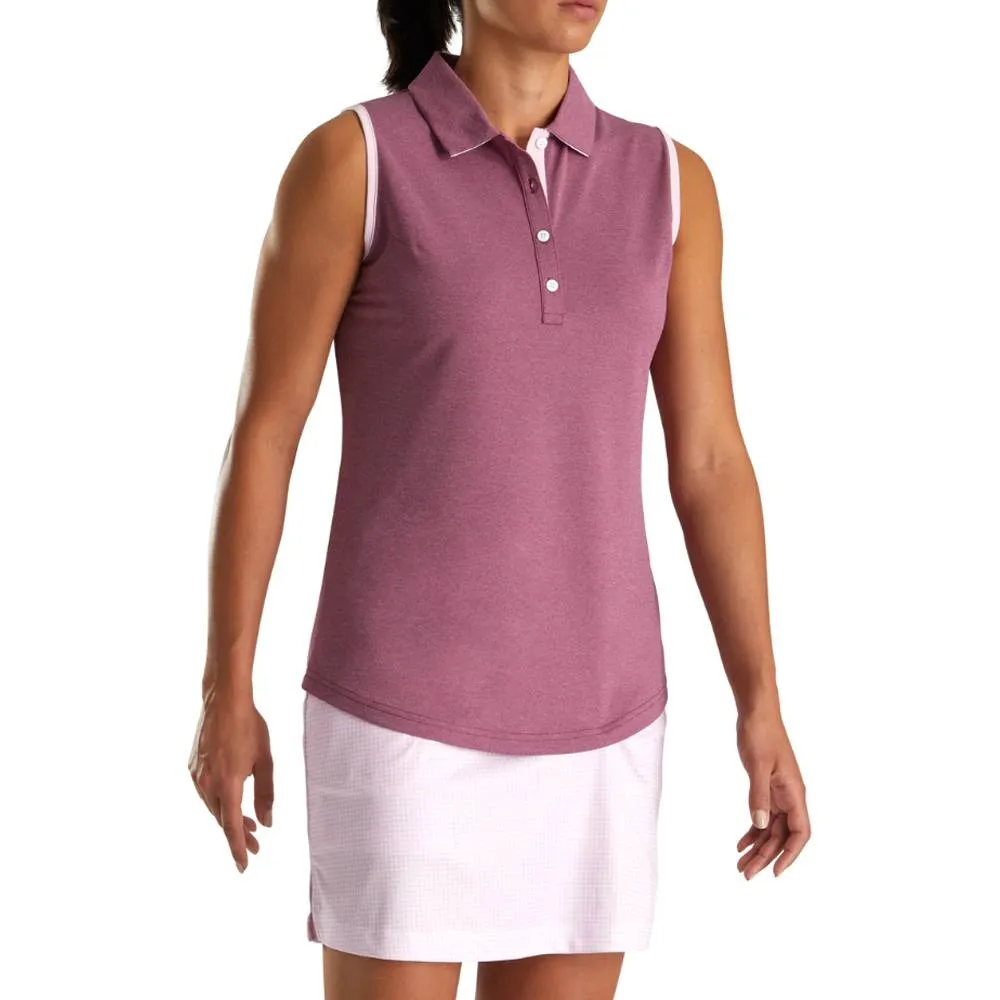 FootJoy Sleeveless Houndstooth Trim Pique Golf Polo 2022 Women