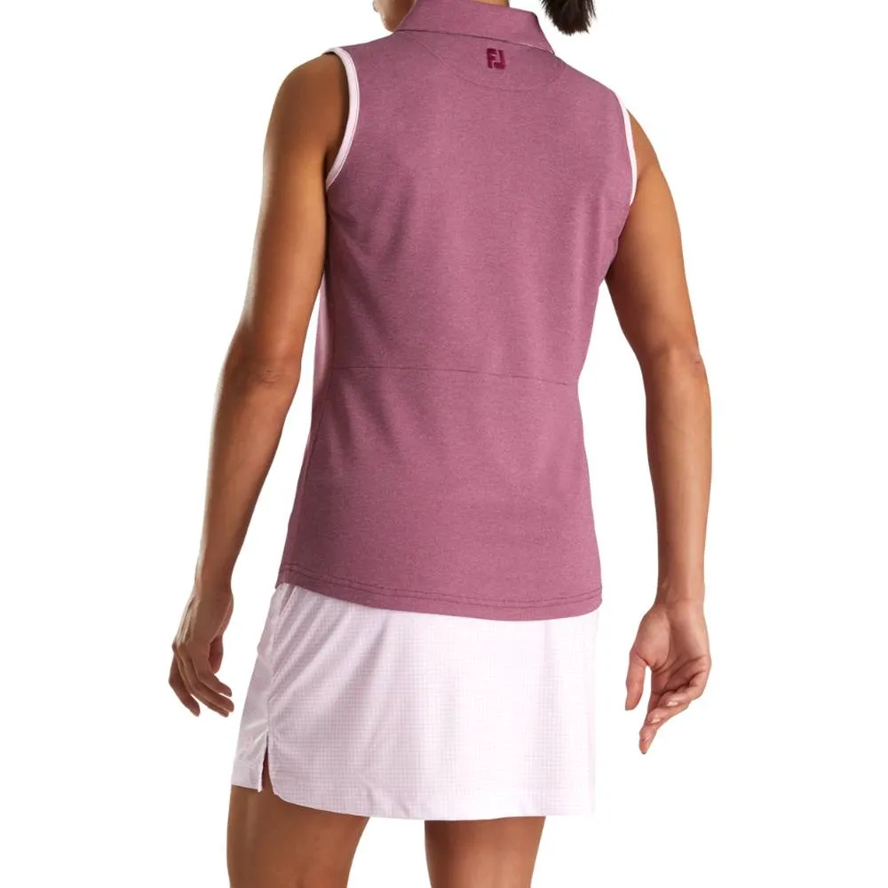 FootJoy Sleeveless Houndstooth Trim Pique Golf Polo 2022 Women