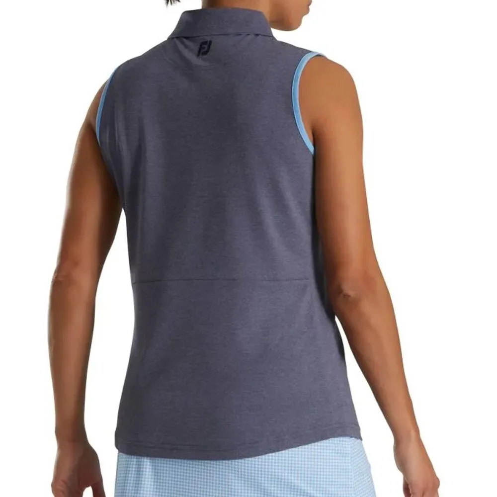 FootJoy Sleeveless Houndstooth Trim Pique Golf Polo 2022 Women