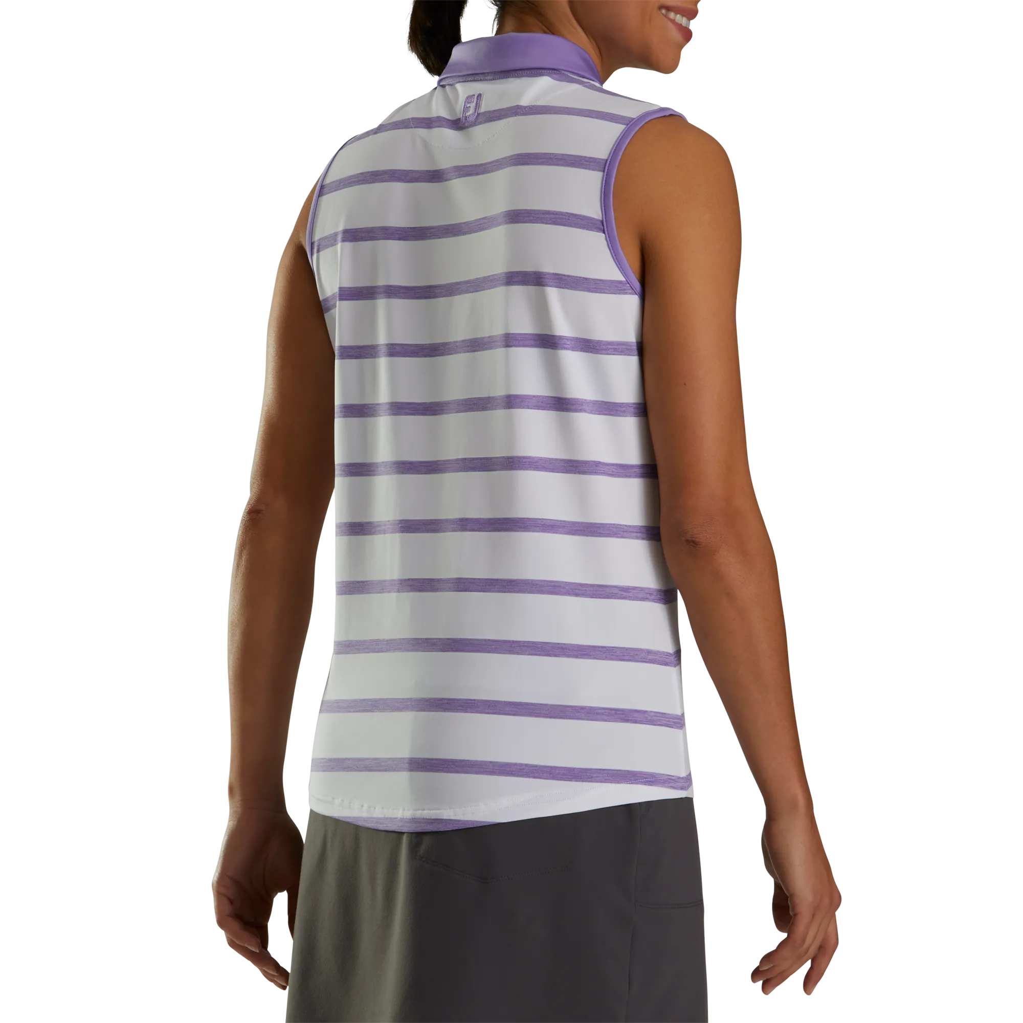 FootJoy Womens Spacedye Stripe Polo - WHITE/PURPLE