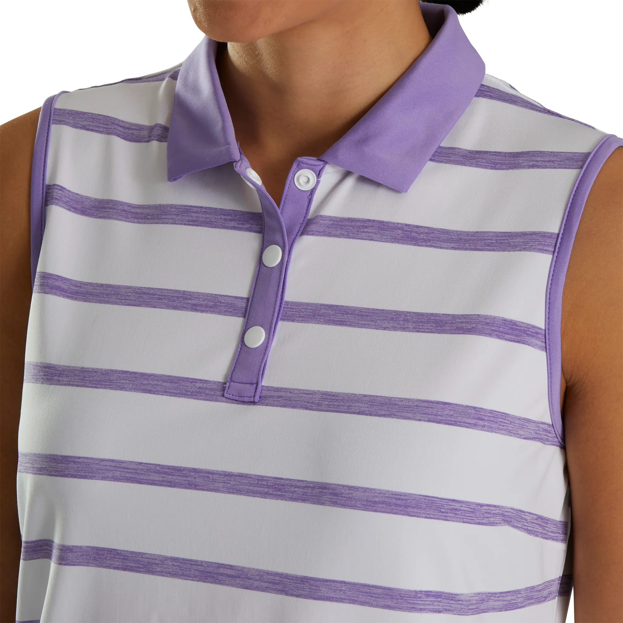 FootJoy Womens Spacedye Stripe Polo - WHITE/PURPLE