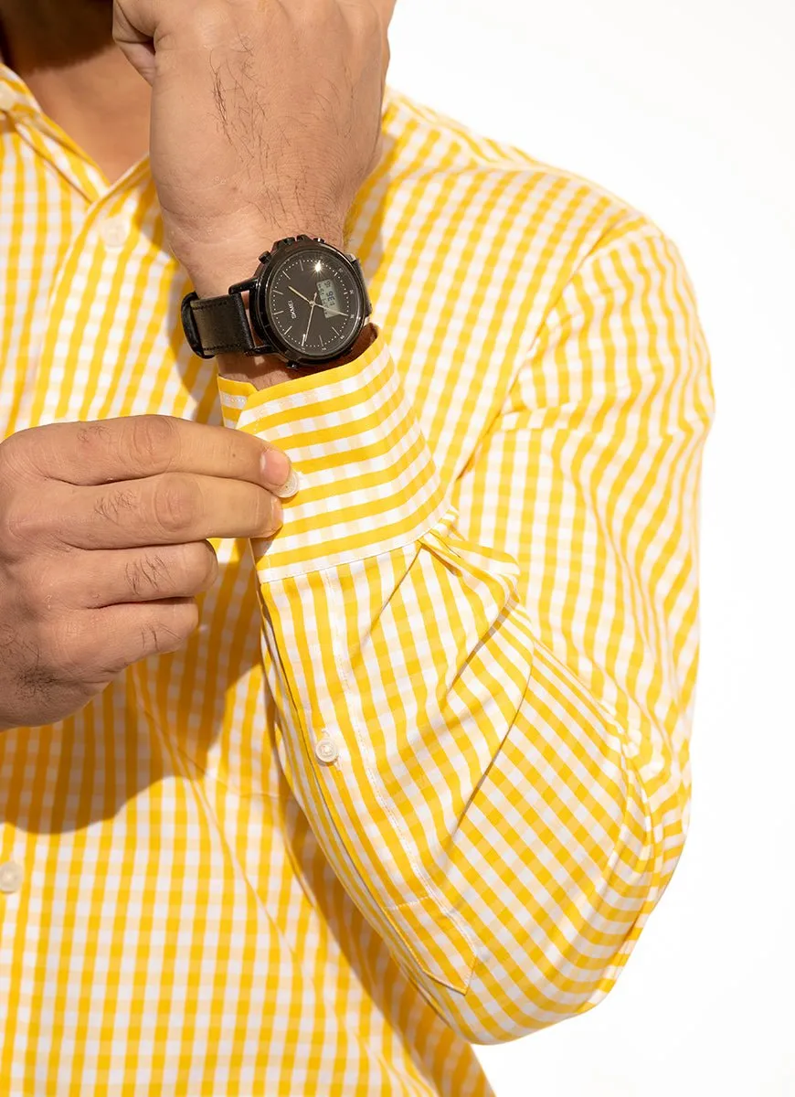 Formal Shirt - Supernova Yellow Mini Checks