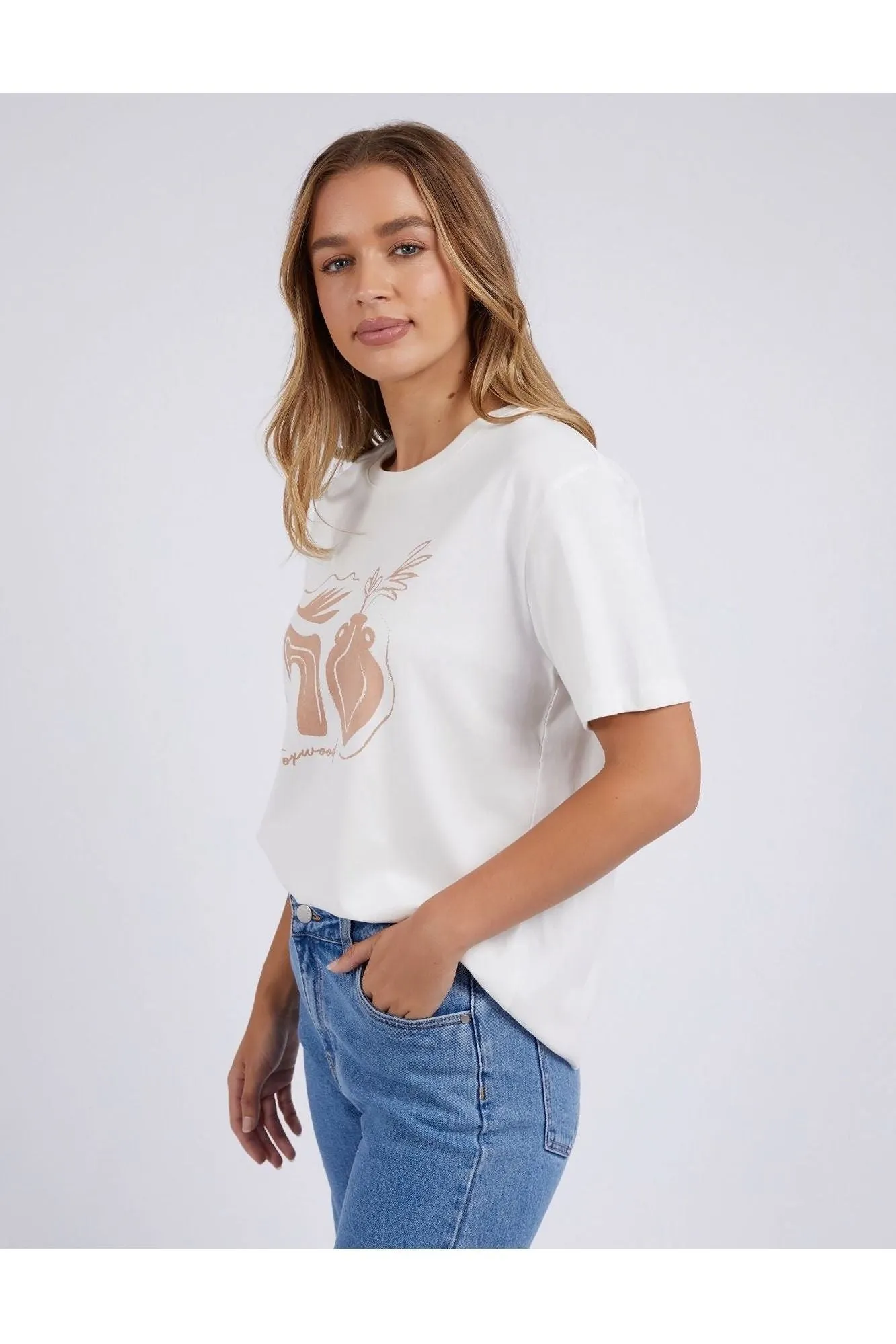 FOXWOOD ETCHED GEO TEE - VINTAGE WHITE