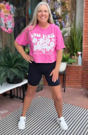 Good Vibes Floral Cropped Tee