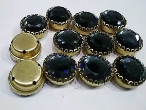Gray Circular Glass Stone with Catcher- 16 mm