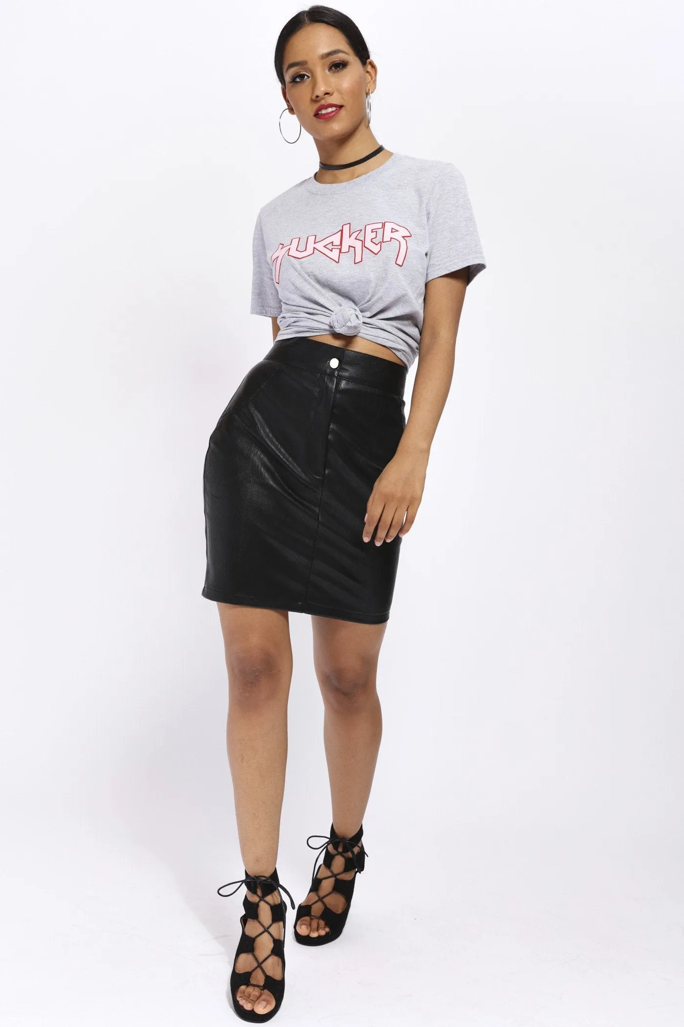 Grey Sucker Slogan T-Shirt
