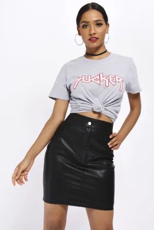Grey Sucker Slogan T-Shirt