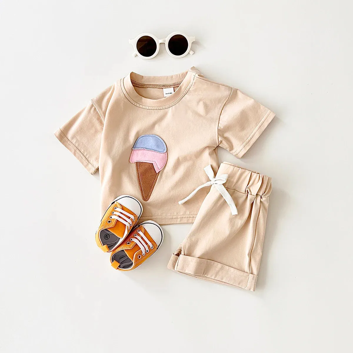 Ice Cream Print Tee & Shorts Set