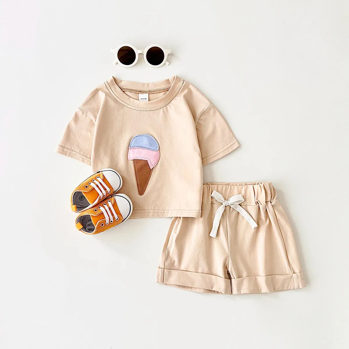 Ice Cream Print Tee & Shorts Set
